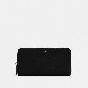 Men Coach Accordion With Signature Canvas Interior Large Wallets Black | IN_CH16573