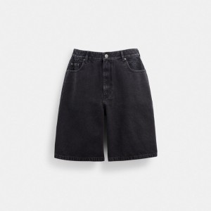 Men Coach Black Denim In Organic Cotton Denim Shorts Black | IN_CH79674
