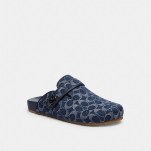 Men Coach Blake Clog In Signature Denim Denim Sandals Blue | IN_CH79277