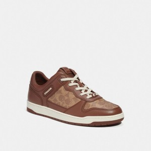 Men Coach C201 In Signature Sneakers Brown | IN_CH38669