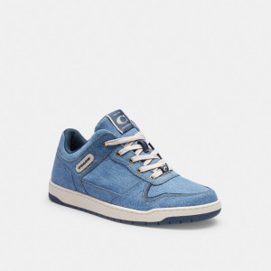 Men Coach C201 Indigo Denim Sneakers Indigo Blue | IN_CH96102