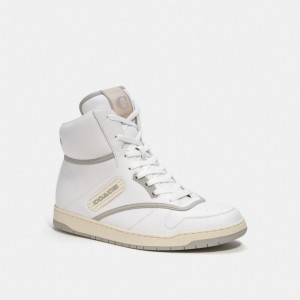 Men Coach C202 High Top Optic Sneakers White | IN_CH10997