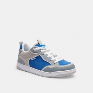 Men Coach C203 In Signature Canvasberry Sneakers Grey / Blue | IN_CH97172