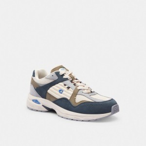 Men Coach C301 Denim Sneakers Dark Blue | IN_CH40649
