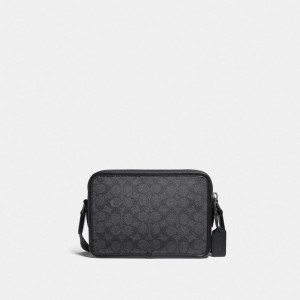 Men Coach Charter 24 In Signature Crossbody Bags Black | IN_CH94942