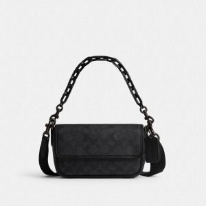 Men Coach Charter Flap 18 In Signature Crossbody Bags Grey | IN_CH88124