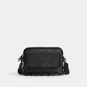 Men Coach Charter Flap 24 In Signature Crossbody Bags Grey | IN_CH29895