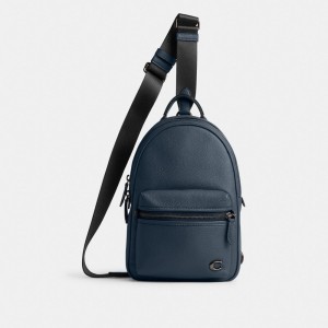 Men Coach Charter Pack Denim Crossbody Bags Dark Blue | IN_CH37924