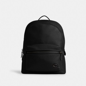 Men Coach Charter Polished Pebble Leather Backpacks Black | IN_CH52600