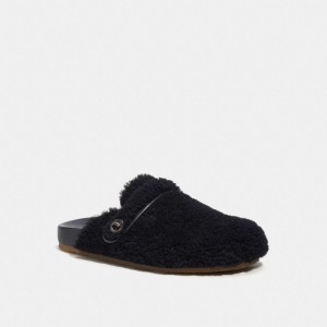 Men Coach Clog In Shearling Sandals Black | IN_CH98212