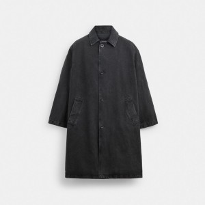 Men Coach Denim Balmaccan In Organic Cotton Jackets Black | IN_CH49787