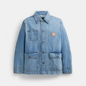 Men Coach Denim Chore Jackets Blue | IN_CH71976