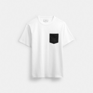 Men Coach Essential Pocket T Shirts White / Grey | IN_CH22450