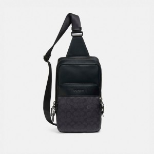 Men Coach Gotham Pack In Signature Backpacks Black | IN_CH68800