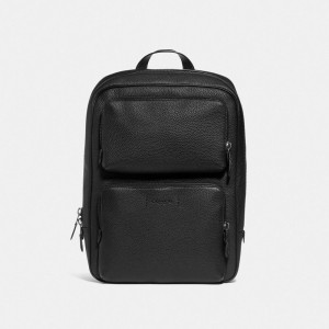 Men Coach Gotham Pebbled Leather Backpacks Black | IN_CH87906
