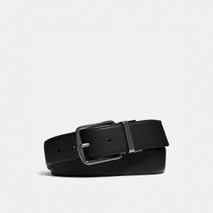 Men Coach Harness Buckle Cut To Size Reversible Belt 38 Mm Belts Black | IN_CH91770