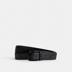 Men Coach Harness Buckle Cut To Size Reversible Belt 38 Mm Belts Grey / Black | IN_CH96866