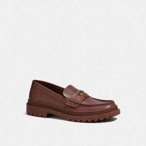 Men Coach Loafer With Signature Coin Loafers Brown | IN_CH91700