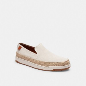 Men Coach Miles In Signature Jacquard Chalk Espadrille White | IN_CH11727