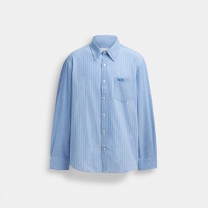 Men Coach Mix Media Shirts Blue / White | IN_CH93582
