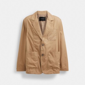 Men Coach Regenerative Cotton Casual Lightweight Jackets Khaki | IN_CH72223