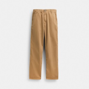 Men Coach Regenerative Cotton Trousers T Shirts Khaki | IN_CH31279