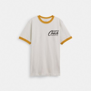 Men Coach Ringer T Shirts White | IN_CH99824