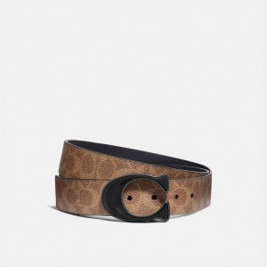 Men Coach Signature Buckle Cut To Size Reversible Belt 38 Mm Belts Khaki | IN_CH59222