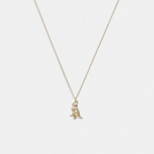 Women Coach 14 K Rexy Pendant Necklace Gold | IN_CH49366