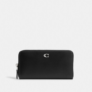 Women Coach Accordion Zip Large Wallets Silver / Black | IN_CH75446
