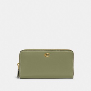 Women Coach Accordion Zip Refined Calf Leather Large Wallets Green | IN_CH35795