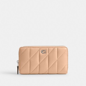 Women Coach Accordion Zip With Pillow Quilting Nappa Leather Large Wallets Silver | IN_CH24347