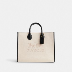 Women Coach Ace 35 Brass Tote Bag White | IN_CH56694