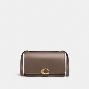 Women Coach Bandit Brass Shoulder Bags Dark Grey | IN_CH54317