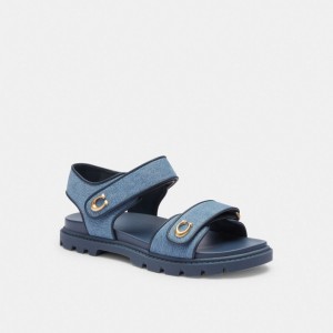 Women Coach Brynn Indigo Denim Sandals Indigo Blue | IN_CH76570