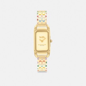 Women Coach Cadie 17.5 Mm X 28.5 Mm Rainbow Watches Gold | IN_CH28778