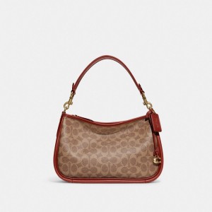 Women Coach Cary In Signature Crossbody Bags Brown / Red | IN_CH65555
