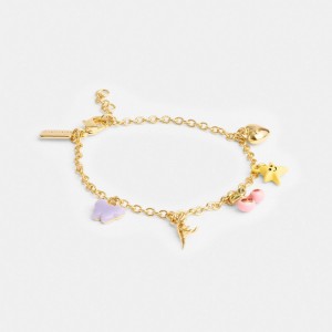 Women Coach Cherry And Heart Charm Bracelets Gold | IN_CH67486