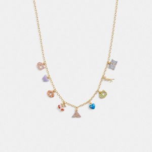 Women Coach Cherry And Heart Charm Necklace Gold | IN_CH76446