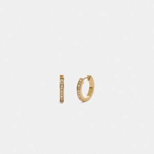 Women Coach Classic Crystal Pearl Huggie Earrings Gold | IN_CH25135