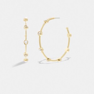Women Coach Classic Pearl Large Hoop Earrings Gold | IN_CH53111
