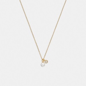 Women Coach Classic Pearl Pendant Necklace Gold | IN_CH61769
