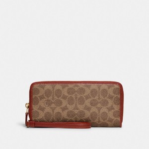 Women Coach Continental In Signature Large Wallets Brown / Red | IN_CH25122