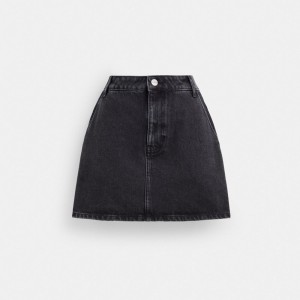 Women Coach Denim In Organic Cotton Skirt Blue Black | IN_CH32958