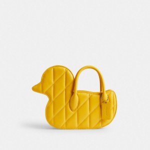 Women Coach Duck With Quilting Brass Crossbody Bags Yellow | IN_CH13453