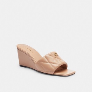 Women Coach Emma Wedge With Quilting Buff Sandals Pink | IN_CH49119