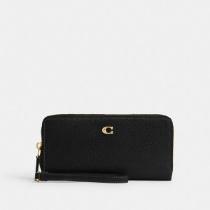Women Coach Essential Continental Brass Large Wallets Black | IN_CH86099