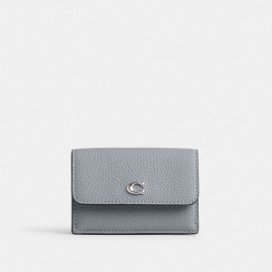Women Coach Essential Mini Trifold Small Wallets Grey Blue | IN_CH48944