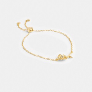 Women Coach Garden Flower Slider Bracelets Flower Gold | IN_CH64827