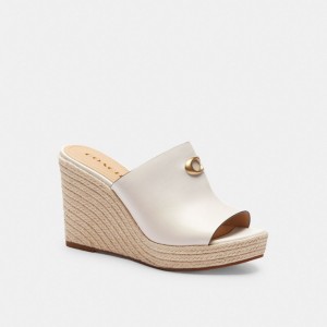 Women Coach Gloria Wedge Chalk Sandals White | IN_CH67752